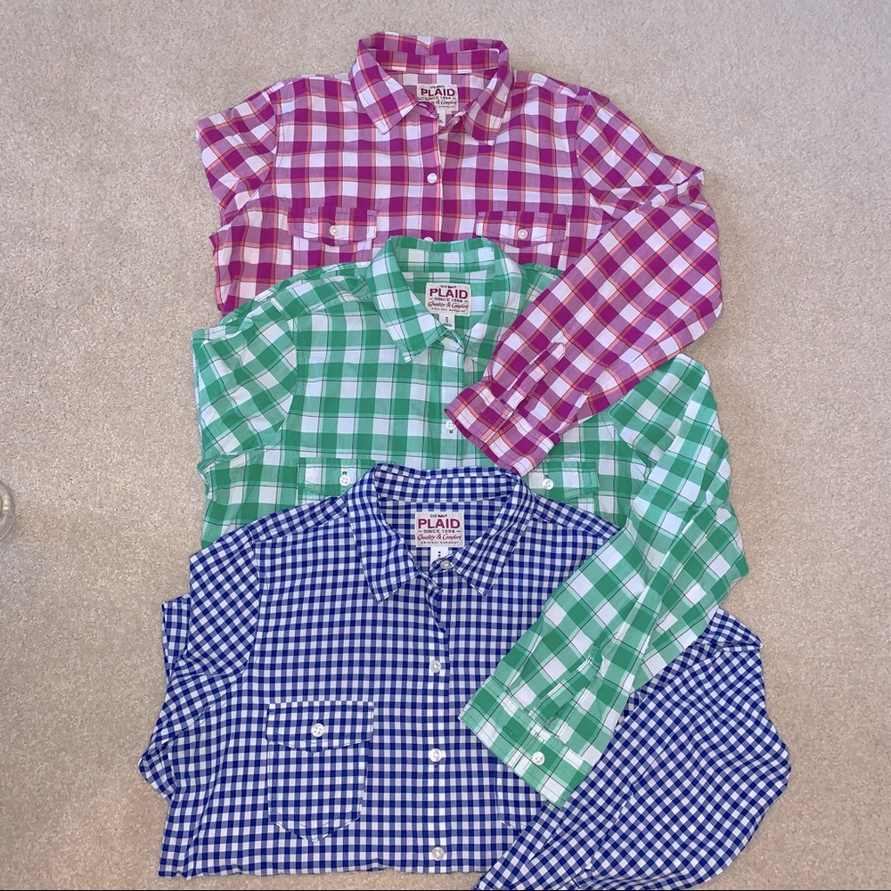 3 Old Navy plaid collection button down shirts